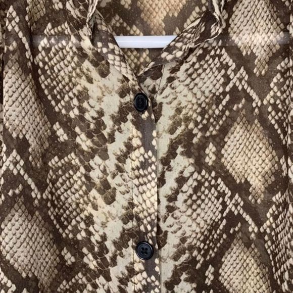 NILI LOTAN Lorena Snake-Print Silk Blouse Long Sleeve Sheer Top Extra Small - Picture 3 of 9